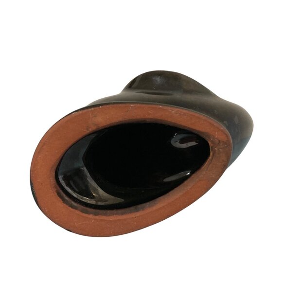 Vintage Blue Mountain Pottery Duck Figurine Green Black Drip Glaze Canada - Picture 5 of 6